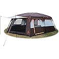 KTT Extra Large Tent 10-12-14 Person(B),Family Cabin Tents,2 Rooms,3 Doors and 3 Windows with Mesh,Straight Wall,Waterproof,Double Layer,Big Tent for Outdoor,Picnic,Camping,Family Gathering