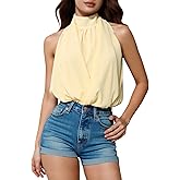winkbay Women's Tie Backless Halter Top Ruffle Sleeveless Summer Going Out Tops