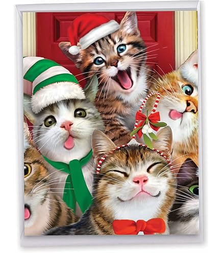 Funny Cat Chrstmas Card Meowy Chrstmas Set Of 1 10 30 - Etsy