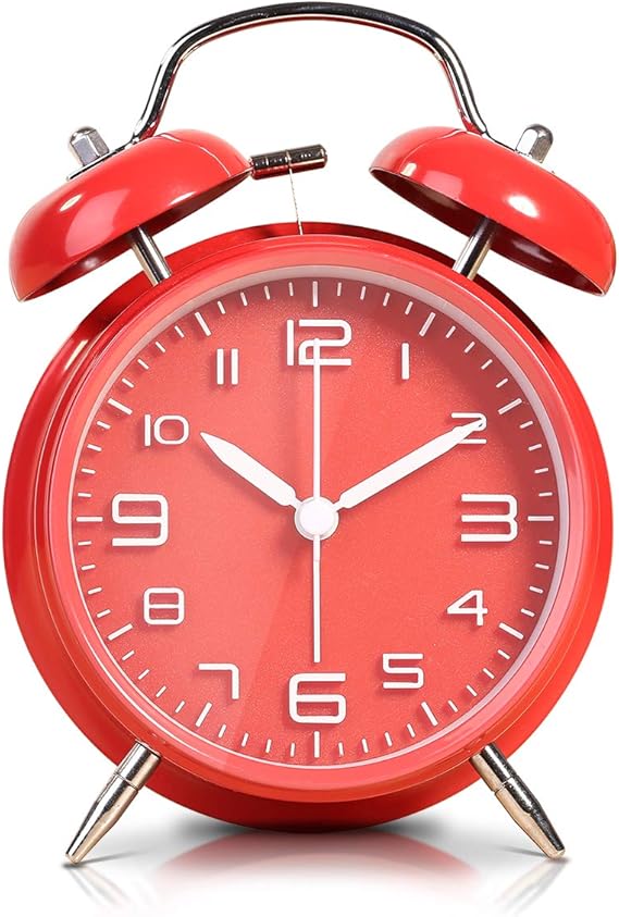 LATEC Twin Bell Alarm Clock with Backlight, 4" Stereoscopic Dial