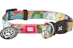 MAX & MOLLY URBAN PETS Max & Molly Cat & Kitten Collar with Bell & Breakaway Safety Buckle, Comfortable, Adjustable Size, includes Gotcha QR Pet ID Tag, Donuts