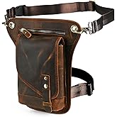 Handadsume Water Resistant Canvas + Leather Motorcycle Fanny Waist Pack One Shoulder Drop Leg Thigh Bag For Men Women FB211-6