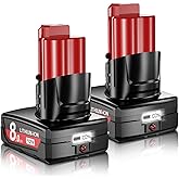 JUNWOOD Upgraded 2Pack 8.0Ah Replacement for Milwaukee M12 Battery Lithium 12V Battery with LCD Display Compatible with 48-11-2401 48-11-2412 48-11-2411 48-11-2420 48-11-2410 Cordless Tools