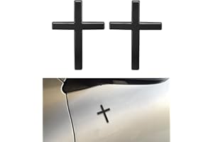 SCUARI 2PCS 3D Cross Stickers,Car Accessories Decals for Vehicles,Self Adhesive Cross Metal Car Emblem,2.5"×1.8" Cross Jesus Automotive Decal,Suitable for Trunk Tailgate Side Decoration (Black)