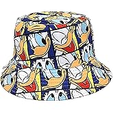 Donald Cartoon Duck Character Grid Pattern Bucket Hat Multicoloured