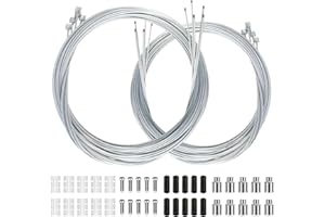 Mecefeno Bike Brake Cable, 4PCS Bicycle Brake Cable Professional Bike Brake Cable Kit for Front and Rear Mountain Bike, Bicycle Brake Cable Line with 16pcs Free Cable Cap End Crimps Set