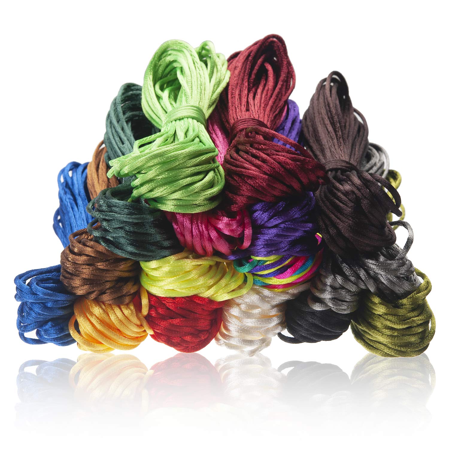 2.0 mm Nylon String for Bracelet Making, Silk Satin Cord Rattail Cord for Jewelry, Chinese Knotting, 16 Colors 175 Yards Total Beading Thread Nylon Rope for Necklaces, Weaving, Kumihimo, Macrame
