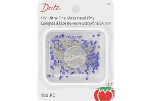 Dritz 172 Glass Head Pins, Ultra Fine, 1-3/8-Inch (150-Count) , Blue
