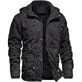Dr.Cyril Mens Jacket Winter Casual Fleece Lined Cotton Thick Military Tactical Hooded Work Coats with Cargo Pockets