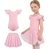 MdnMd Dance Ballet Leotard for Toddler Girls Dance Dress Tutu Swallowtail Skirt Flutter Sleeve