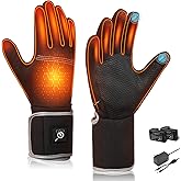 Savior Heated Glove Liners,Electric Heated Thin Gloves with Remaining Power Display,Rechargeable Hand Warmers,Suitable for Winter Driving,Typing,Running