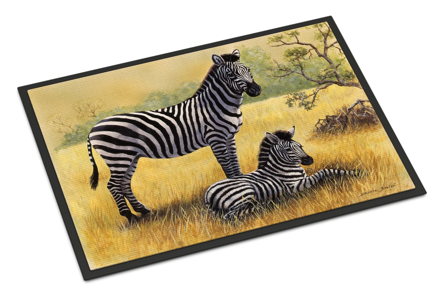 Caroline's Treasures BDBA0308JMAT Zebras by Daphne Baxter Doormat 24x36 Front Door Mat Indoor Outdoor Rugs for Entryway, Non Slip Washable Low Pile, 24H X 36W