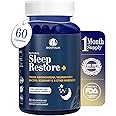 Biovitalia Natural Sleep Restore+ Capsules, Natural Sleeping Aid with Ashwagandha, Valerian Root and Tagar for Men & Women- Non Habit Forming Capsules - 60 Capsules