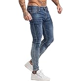 GINGTTO Skinny Jeans Men Stretch Tapered Leg Slim Fit Elastic Waist