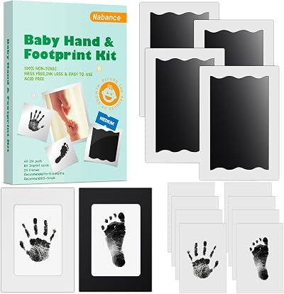 Nabance Baby Footprint Kit Handprint Kit with 4 Inkless Pads 2 Frames 8 Cards