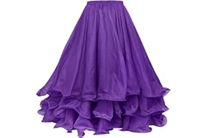 BellyLady Belly Dance Skirt Halloween Tribal Chiffon Tiered Maxi Full Skirt 37.8 Inch Length