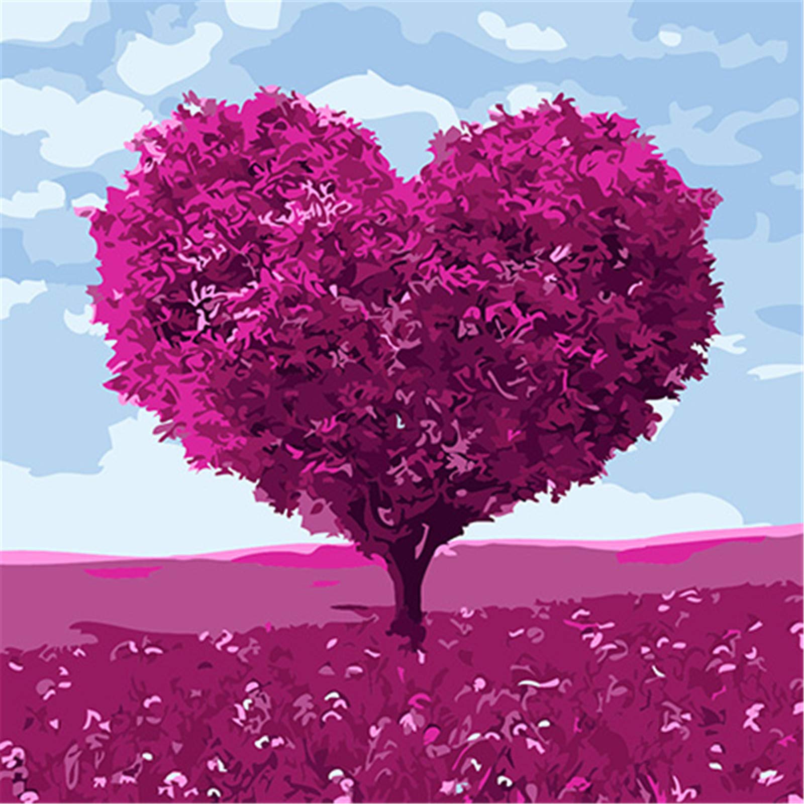 WOWDECOR Paint by Numbers Heart Tree of Life Purple for Kids Ages 8-12 Teens with Frame
