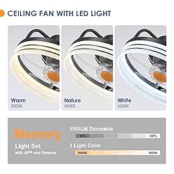 BYKISTOK Ceiling Fans with Lights - 13" Bladeless