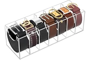 SFV Belt Organizer, 7 Grids Acrylic Belt Organizer for Closet Clear Belt Storage Durable Beltbox Container for Tie & Belt Display