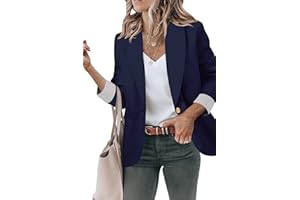 Genhoo Blazer Jackets for Women Open Front Long Sleeve Work Office Casual Blazers with Pockets S-2XL