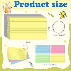 YAGUAO Colored Index Cards 3x5 Inch Flash Cards