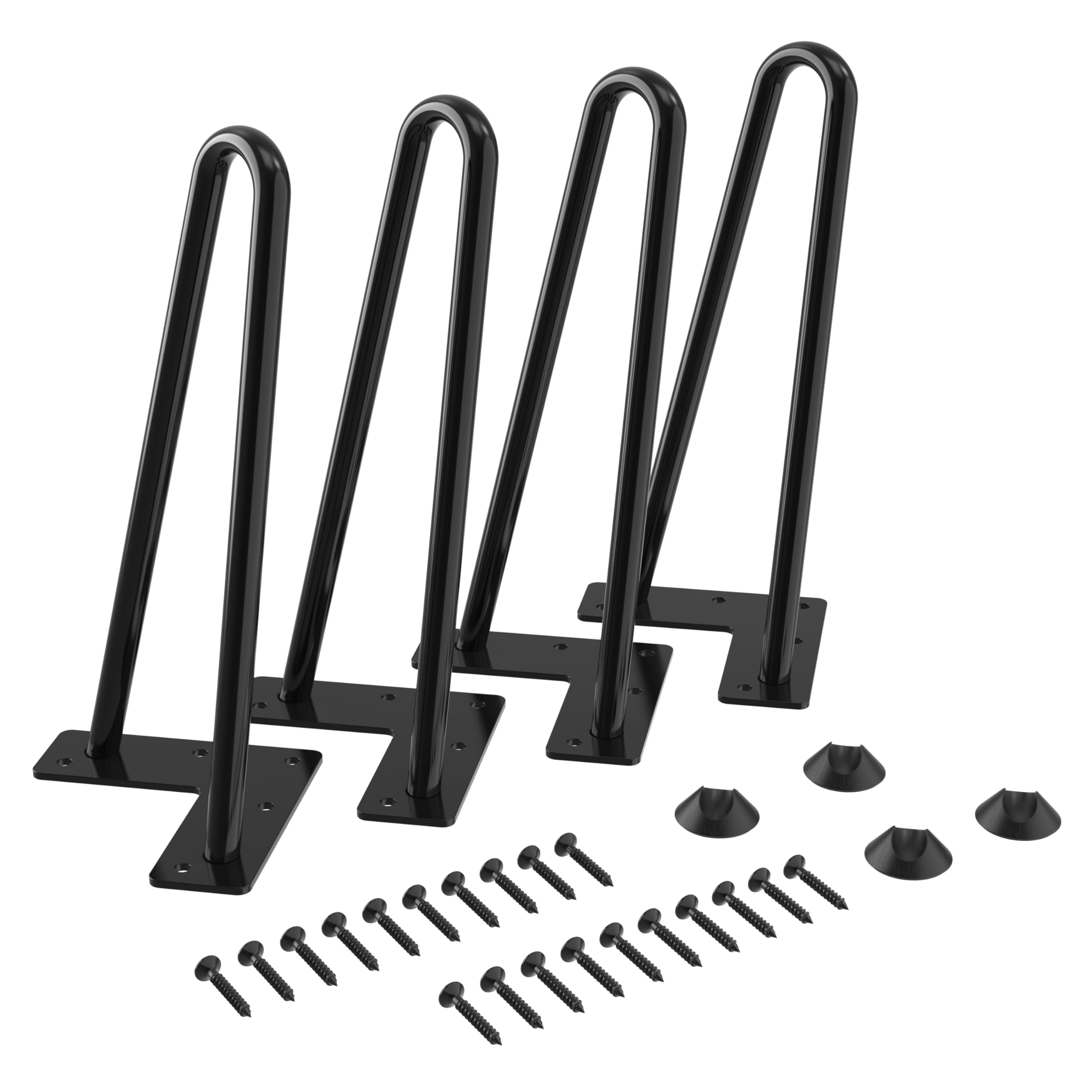 WINSOON 4PCS 7''/18cm Hairpin Table Legs Max Support 450lbs with Protector Feet Mid-Century Modern Style for Furniture Legs, Coffee Table Leg, Bench Leg, Chair Legs Etc.