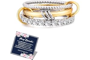OOOPEL Gold Stackable Rings for Women Non Tarnish 14K Gold Plated Rings and 925 Sterling Silver Cubic Zirconia Ring Hypoaller