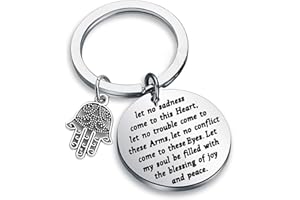 Gzrlyf Hand of Hamsa Keychain Let No Sadness Come to This Heart Hamsa Prayer Gifts