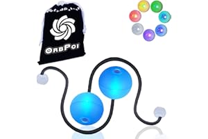 UltraPoi OrbPoi Set - Orb Poi w/Non LED Knob Handles - USB Rechargeable Contact LED Poi Balls w/ 30+ Color Modes & Flashing Patterns - LED Poi Spinning Balls w/Soft Durable Cases - Flow Arts Toy