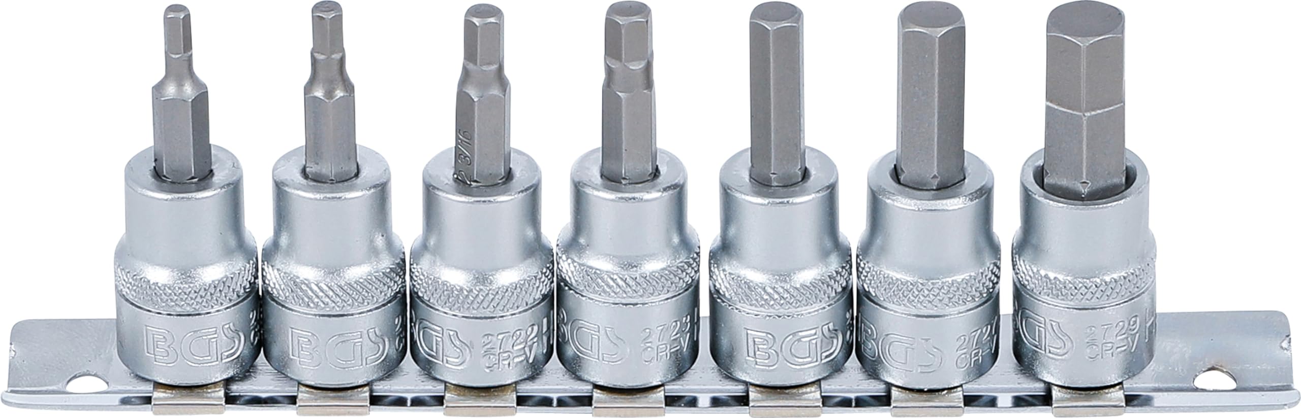 BGS 5104 | Bit Socket Set | 10 mm (3/8") Drive | internal Hexagon 1/8" - 3/8" | Inch Sizes | 7 pcs.