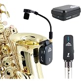 EASTROCK Saxophone Wireless System,Coverage to 130 ft/40 m,2.4 GHz Sax Microphone Wireless Receiver Transmitter Charging Case,Suitable for Recording/Monitor Headphones/Live/Reverb Control