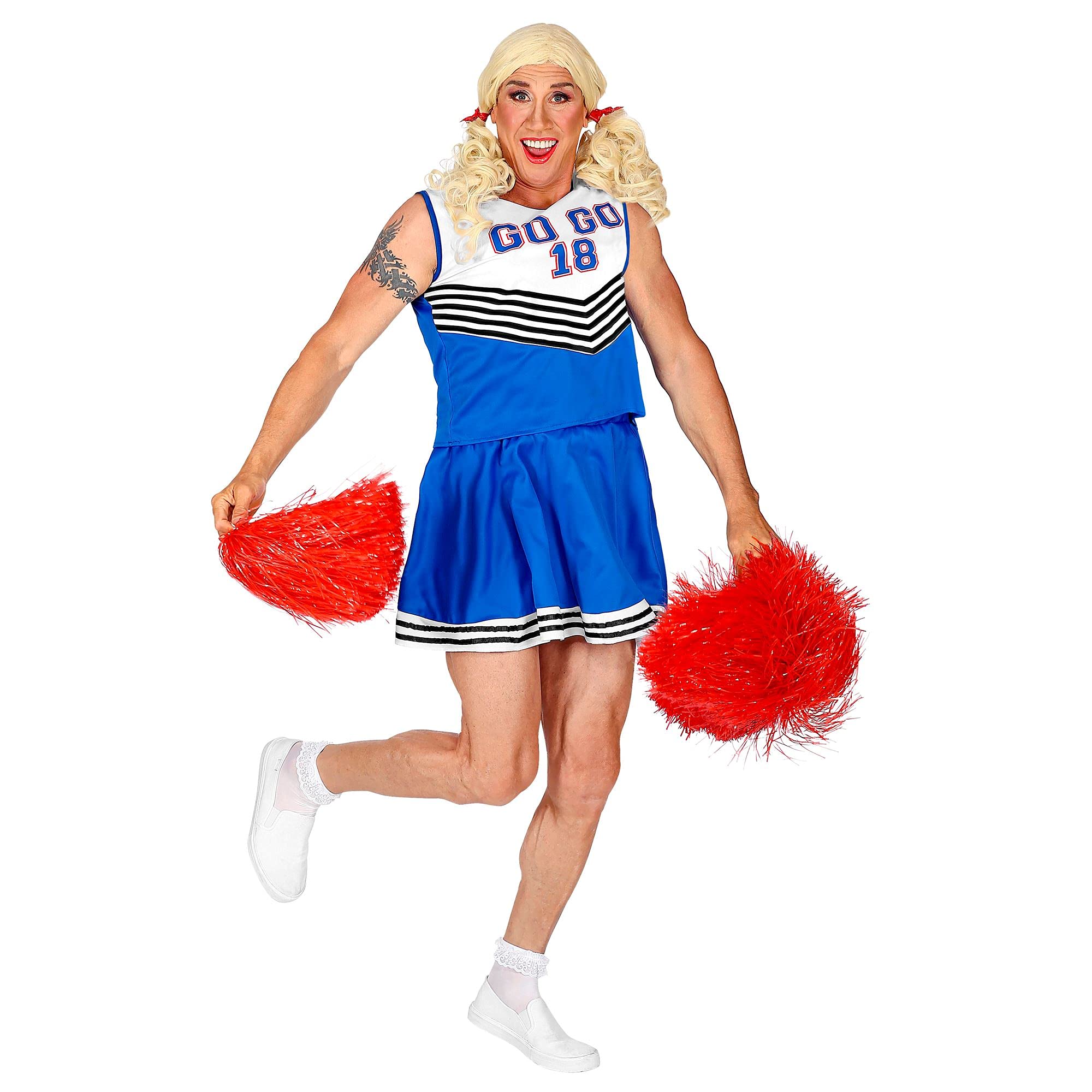 W WIDMANN MILANO Party Fashion - Cheerleader Costume for Men, Drag Queens, College, Fans, Sports, Funny, Carnival, Theme Parties, Size XL