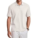 JMIERR Mens Polo Shirt Short Sleeve Textured Knit Botton Summer Casual Vacation Beach Stretchy Collar Golf Shirts