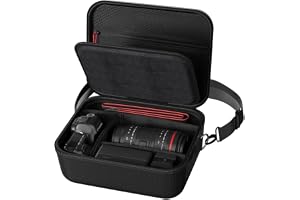 ProCase Hard Shell Digital Camera Case for Canon Rebel T7 -Black | Soft Padded Bag with 1 Shoulder Strap and 3 Adjustable Dividers for Digital Camera EOS R100/R50/DSLR/SLR/Nikon/Sony