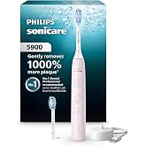 Philips Sonicare 5900 Rechargeable Electric Toothbrush, 2 Brush Heads, Pink | 1000% More Plaque Removal&sup1;, Pressure Sensor, 6 Brush Settings, 21-Day Battery, 2-Minute Guided Timer, HX7132/02