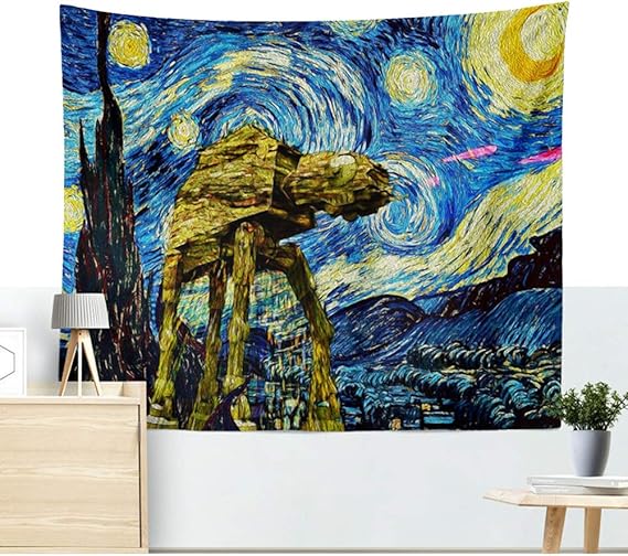 Alfombra de pared con robots, diseño de sol, luna en espiral, galaxia