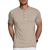 COOFANDY Men's Henley Shirts Short Sleeve Casual Basic Tee Summer Button Henley Soild T Shirts