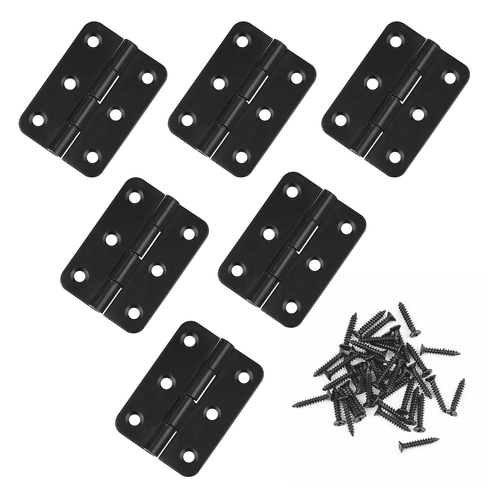 Hinges 6 pcs - 2 inch Hinges for Wood Black Door Hinges with 38 pcs Hinge Screws for Home Furniture Hardware Cabinet Closet Door Drawer Wood Box