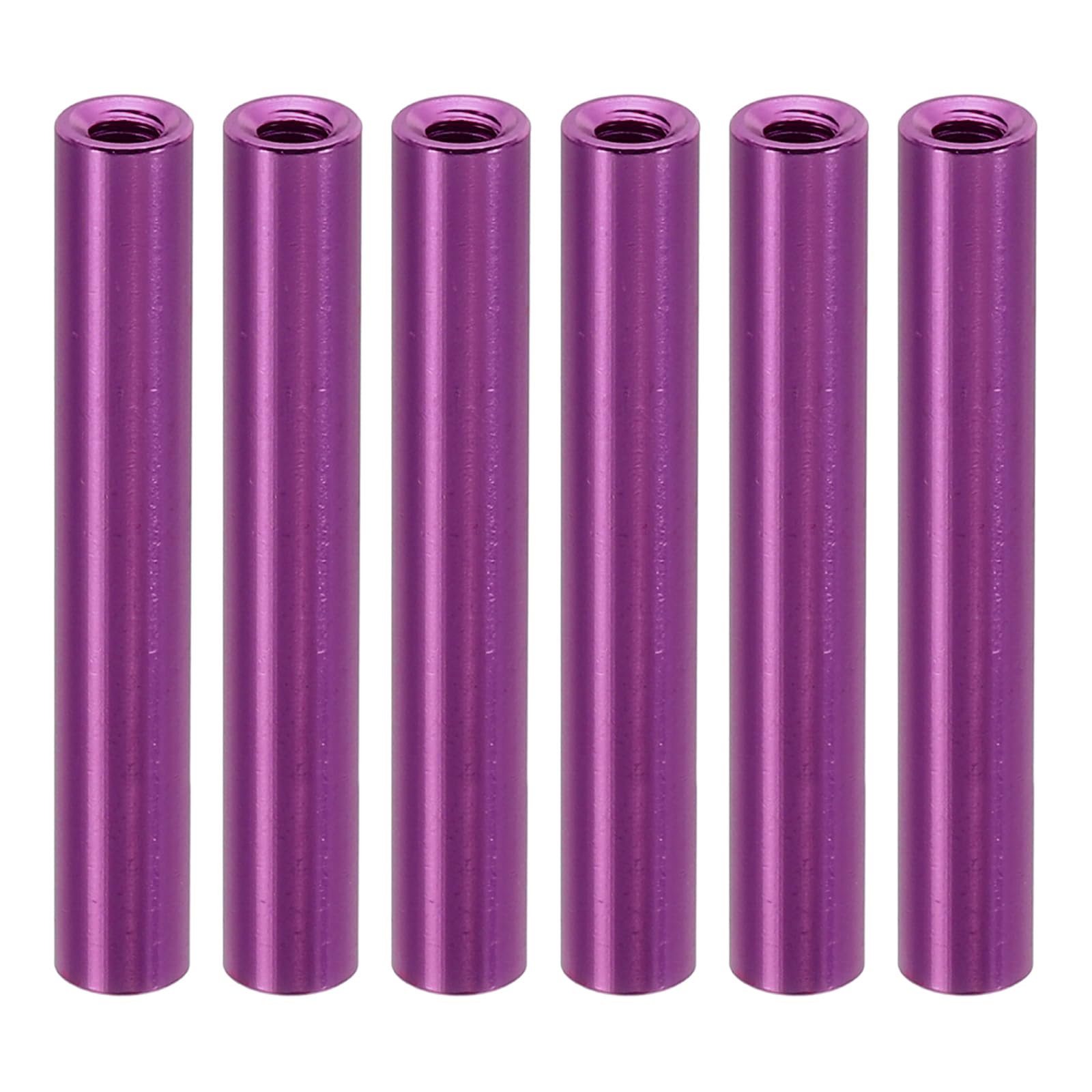 PATIKIL 6pcs M3 Metal Threaded Standoff Spacer Nuts, Round Aluminum Spacers Female Coupling Screws, 1/8" ID x 3/16" OD, Purple 3x5x35mm
