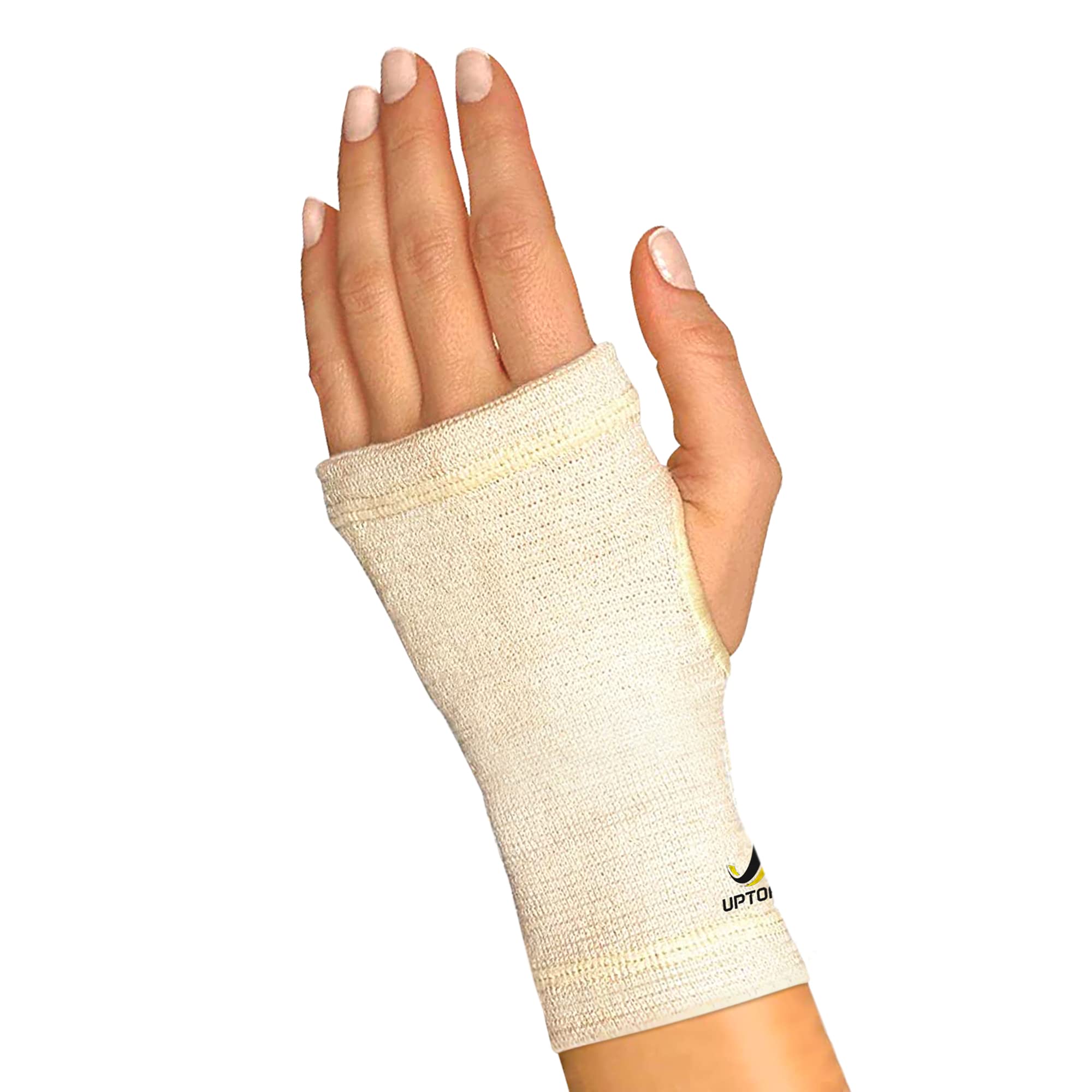 Photo 1 of UptoFit- Copper Wrist Compression Sleeve, Hand Brace Wrist Support for Carpal Tunnel, Wrist Brace for Tendonitis, Breathable Copper Compression Sleeve, White/Skin in Large, Pack of 1