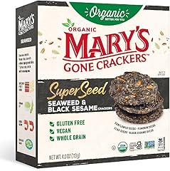Mary's Gone Crackers Super Seed Crackers, Seaweed & Black Sesame, 4 Ounce (Pack of 1), Organic Plant Based Protein, Gluten Fr