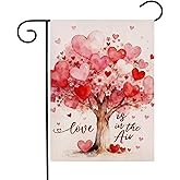 Valentines Day Love Tree Garden Flag 12.5 x 18 Inch Double Sided, Love is in the Air Anniversary Wedding Yard Outdoor Flag