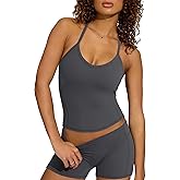 SUUKSESS Women Sexy Racerback 2 Piece Workout Sets V Neck Y Back Padded Sports Bra High Waisted Shorts with Pockets(Dark Grey,L)