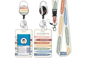 Giancomics Inspirational Quote Lanyards for Id Badges, Cute ID Badge Holder with Lanyard Badge Reel Retractable, Teacher Lanyard with ID Holder Keychain Clip Name Tag ID Card Holder for Women Gift
