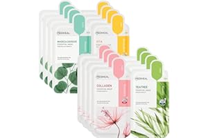 Mediheal Sheet Mask New Essential HERO 16 pack (Collagen, Tea Tree, Madecassoside, Vita) | Korean Skincare Facial Sheet Mask Combo Kbeauty Korean Glass Skin
