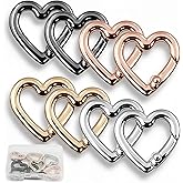 8 PCS Heart Carabiner Clip, Heart Shaped Key Ring, Cute Carabiner Keychain, Small Spring Snap Hooks, Mini Metal Buckle for Keys Craft DIY Purse Handbag Hardware Accessories, Multi-Color (Small)