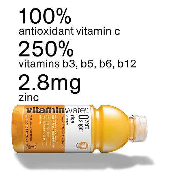 VITAMINWATER ZERO SUGAR RISE ORANGE NUTRIENT ENHANCED FLAVORED WATER BEVERAGE, 20 FL OZ BOTTLES, 12 PACK