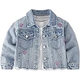 WDIRARA Girl's Bow Embroidery Denim Jackets Cute Button Down Raw Hem Jean Outerwear