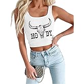 Cowgirl Crop Tank Top for Women Country Concert Tops Cami Western Cowboy Graphic Crop Top