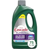 Cascade Platinum Dishwasher Liquid Gel, Dish Soap for Dishwasher With the Grease Fighting Power of Dawn, Fresh Scent, 75oz (Pack of 1)